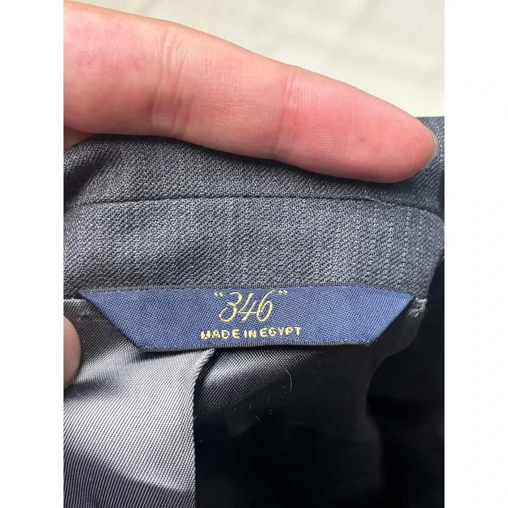 Brooks Brothers 346 Mens Suit 43R 36X28 Charcoal Gray Pinstripe Wool Stretch 2Pc